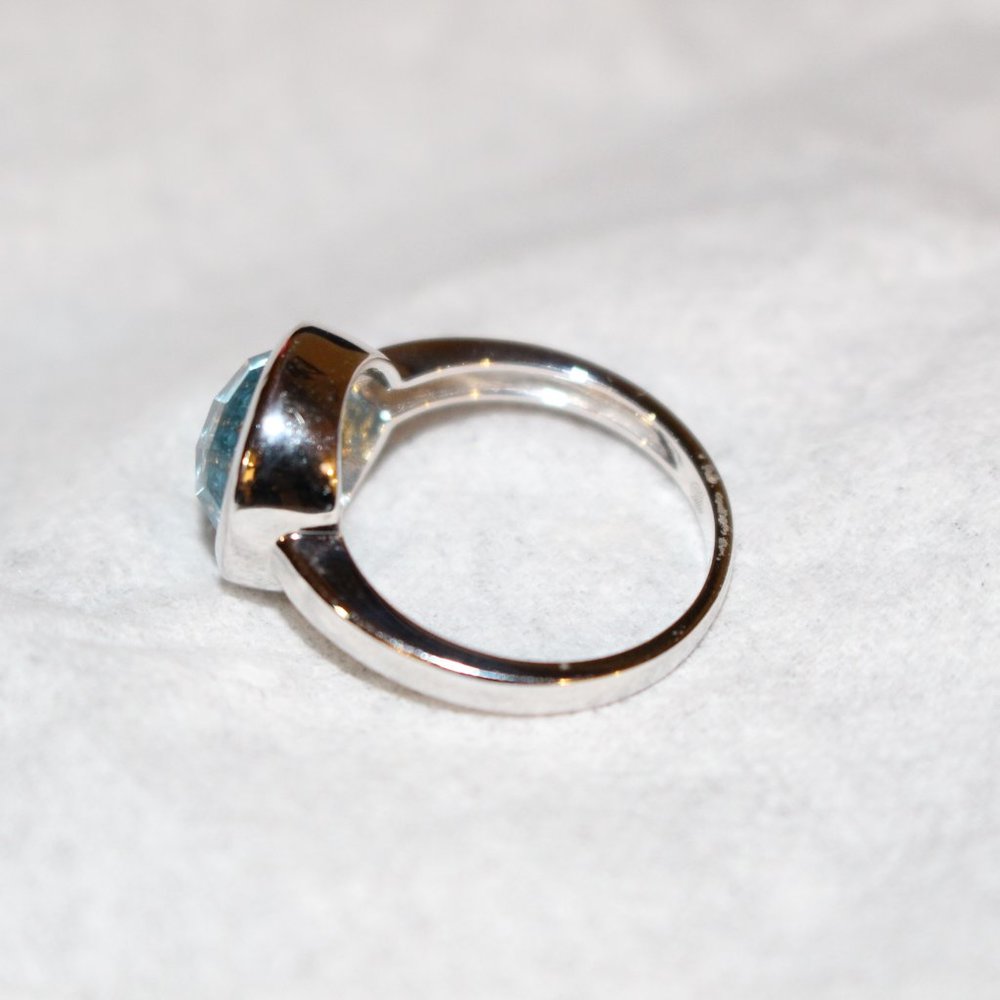 FABULOUS 4.96-carat  Blue Topaz Ring in 14K White Gold - Picture 5 of 9